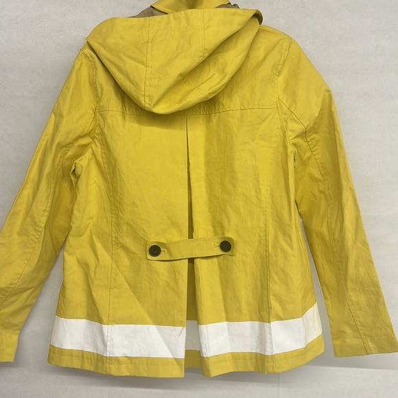 Jack Wills Jackets \u0026 Coats | Womens Jack Wills Striped Yellow White Hooded Rain Coat Peacoat Sz US 10 Medium | Color: White/Yellow | Size: 10 | Pm-